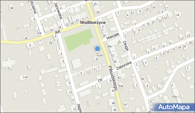 Modliborzyce, Piłsudskiego Józefa, marsz., 42a, mapa Modliborzyce