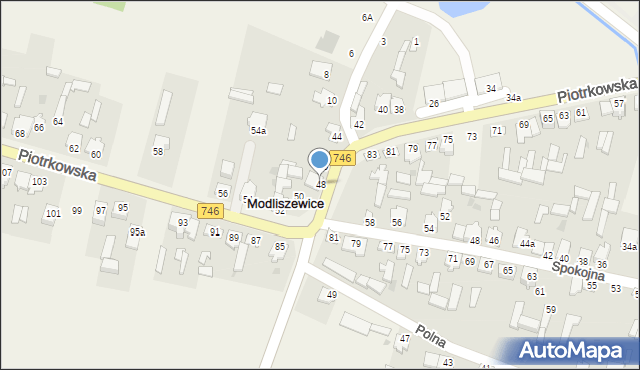 Modliszewice, Piotrkowska, 48, mapa Modliszewice