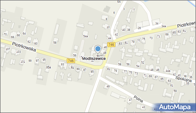Modliszewice, Piotrkowska, 50, mapa Modliszewice