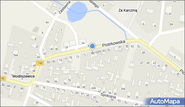 Modliszewice, Piotrkowska, 69, mapa Modliszewice