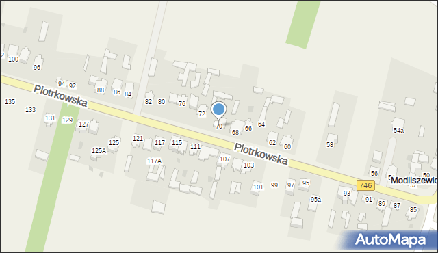 Modliszewice, Piotrkowska, 70, mapa Modliszewice