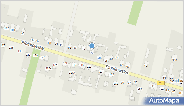 Modliszewice, Piotrkowska, 72, mapa Modliszewice