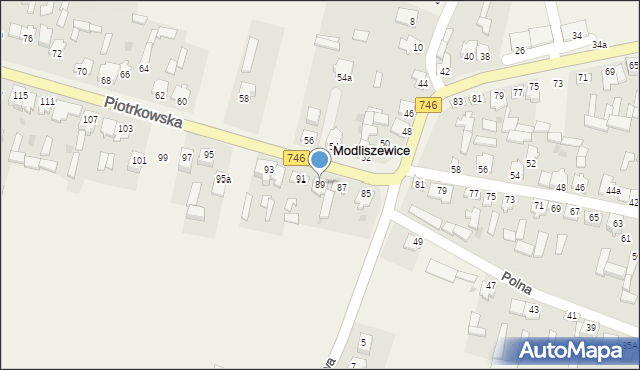 Modliszewice, Piotrkowska, 89, mapa Modliszewice