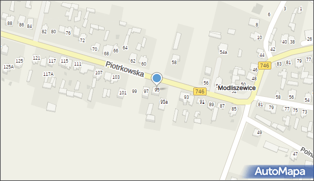 Modliszewice, Piotrkowska, 95, mapa Modliszewice
