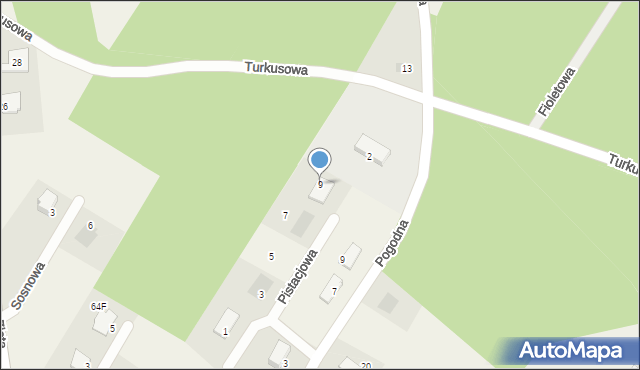 Mokre, Pistacjowa, 9, mapa Mokre