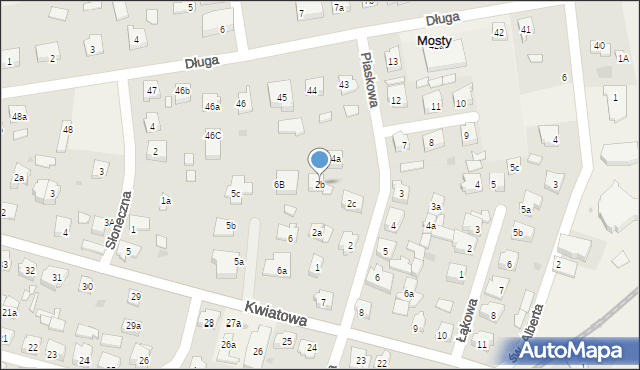 Mosty, Piaskowa, 2b, mapa Mosty
