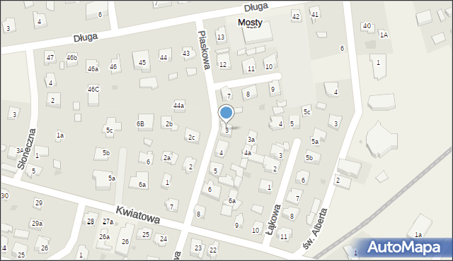 Mosty, Piaskowa, 3, mapa Mosty