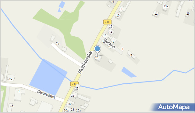 Moszczenica, Piotrkowska, 20a, mapa Moszczenica