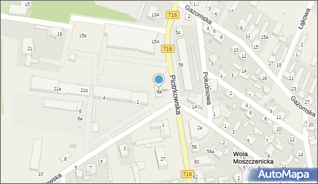 Moszczenica, Piotrkowska, 9a, mapa Moszczenica