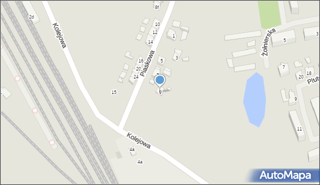 Mrągowo, Piaskowa, 9, mapa Mrągowo