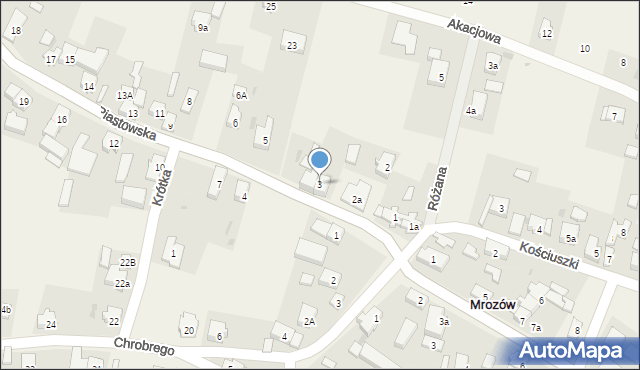 Mrozów, Piastowska, 3, mapa Mrozów