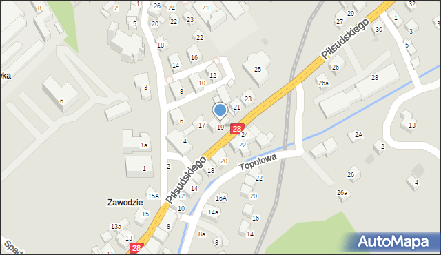 Mszana Dolna, Piłsudskiego Józefa, marsz., 19, mapa Mszana Dolna