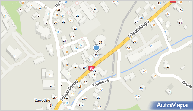 Mszana Dolna, Piłsudskiego Józefa, marsz., 23, mapa Mszana Dolna