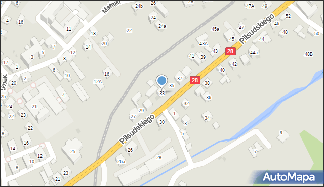 Mszana Dolna, Piłsudskiego Józefa, marsz., 33, mapa Mszana Dolna