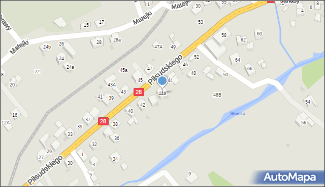 Mszana Dolna, Piłsudskiego Józefa, marsz., 44a, mapa Mszana Dolna