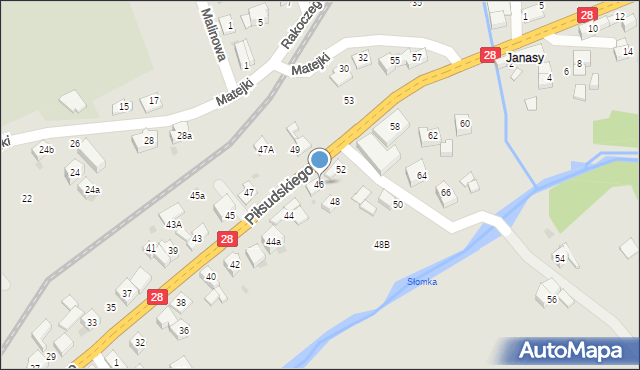 Mszana Dolna, Piłsudskiego Józefa, marsz., 46, mapa Mszana Dolna