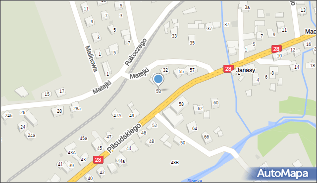 Mszana Dolna, Piłsudskiego Józefa, marsz., 53, mapa Mszana Dolna