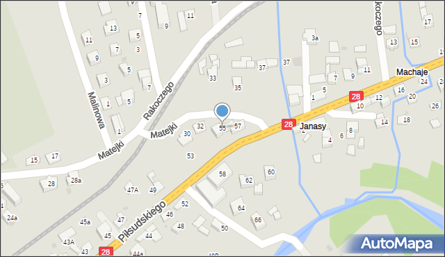 Mszana Dolna, Piłsudskiego Józefa, marsz., 55, mapa Mszana Dolna