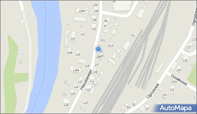 Muszyna, Piłsudskiego Józefa, marsz., 105, mapa Muszyna