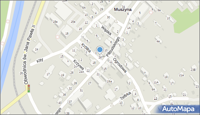 Muszyna, Piłsudskiego Józefa, marsz., 14, mapa Muszyna