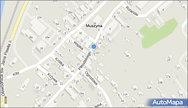 Muszyna, Piłsudskiego Józefa, marsz., 3, mapa Muszyna