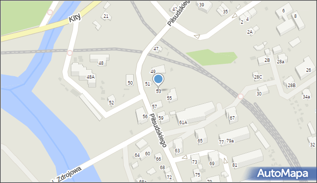 Muszyna, Piłsudskiego Józefa, marsz., 53, mapa Muszyna