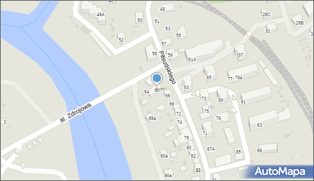 Muszyna, Piłsudskiego Józefa, marsz., 60, mapa Muszyna