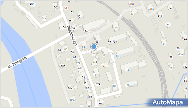 Muszyna, Piłsudskiego Józefa, marsz., 73, mapa Muszyna