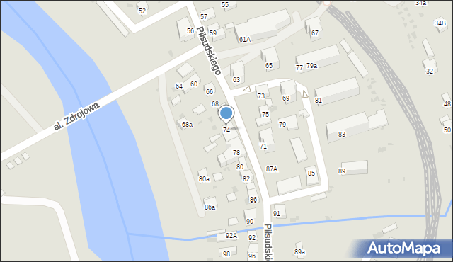 Muszyna, Piłsudskiego Józefa, marsz., 74, mapa Muszyna