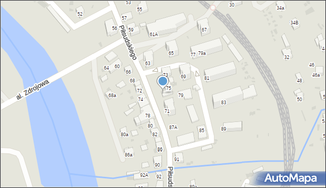 Muszyna, Piłsudskiego Józefa, marsz., 75A, mapa Muszyna