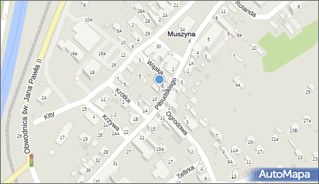 Muszyna, Piłsudskiego Józefa, marsz., 8, mapa Muszyna