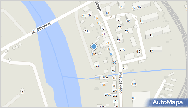 Muszyna, Piłsudskiego Józefa, marsz., 80a, mapa Muszyna