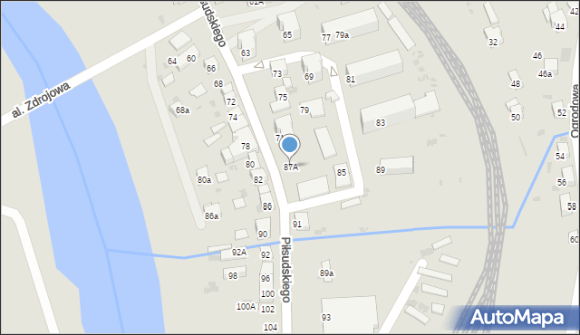 Muszyna, Piłsudskiego Józefa, marsz., 87A, mapa Muszyna