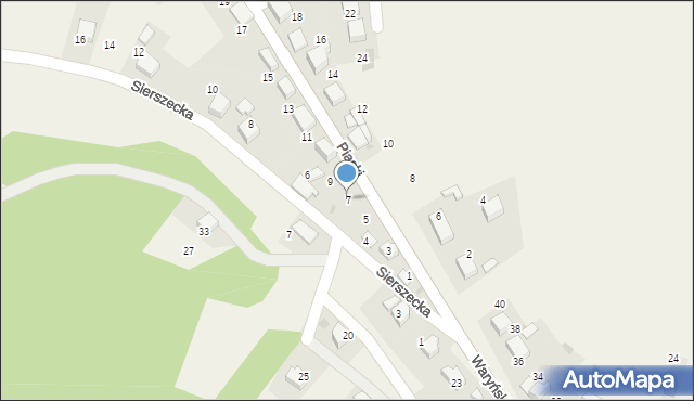 Myślachowice, Piaski, 7, mapa Myślachowice