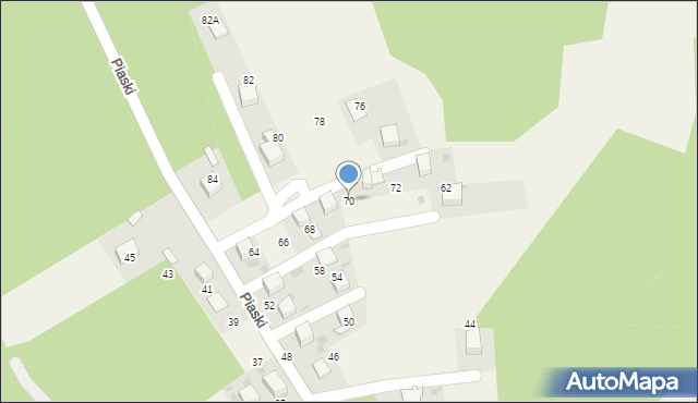 Myślachowice, Piaski, 70, mapa Myślachowice