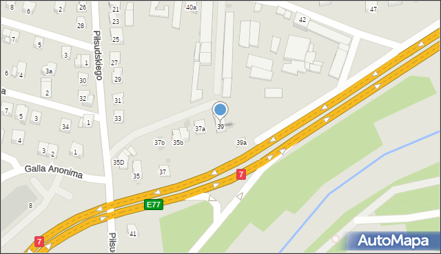 Myślenice, Piłsudskiego Józefa, marsz., 39, mapa Myślenice