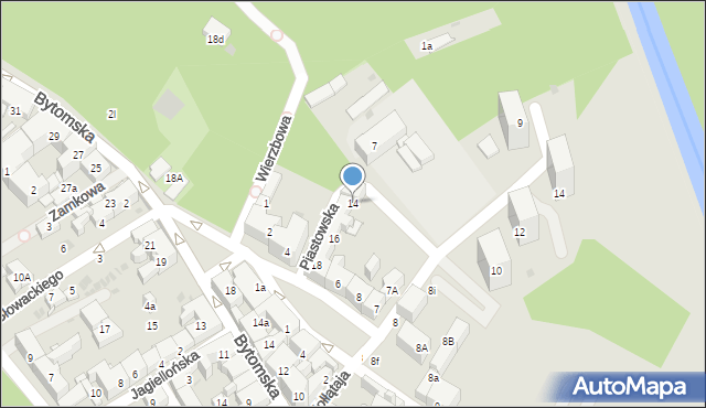 Mysłowice, Piastowska, 14, mapa Mysłowice