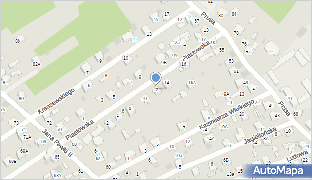 Myszków, Piastowska, 12, mapa Myszków