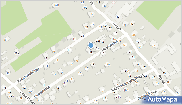 Myszków, Piastowska, 9B, mapa Myszków