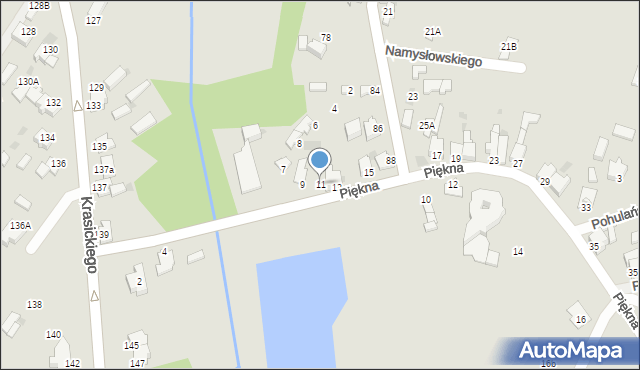 Myszków, Piękna, 11, mapa Myszków