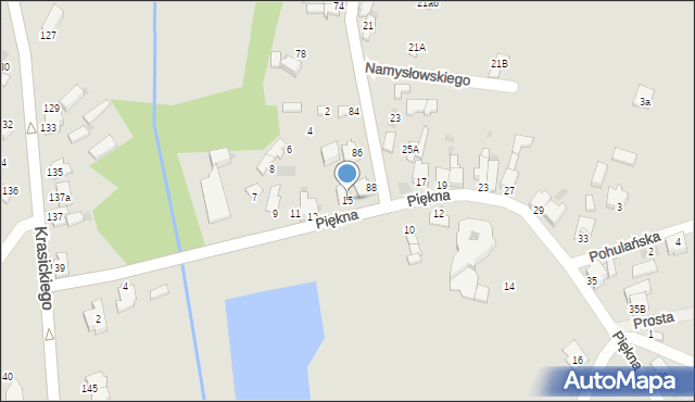 Myszków, Piękna, 15, mapa Myszków