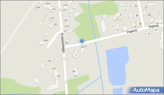 Myszków, Piękna, 4, mapa Myszków