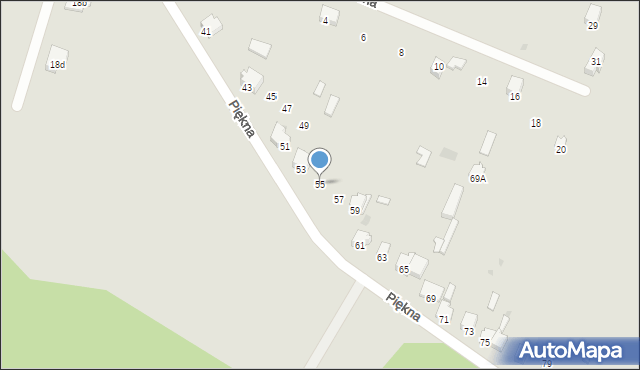 Myszków, Piękna, 55, mapa Myszków