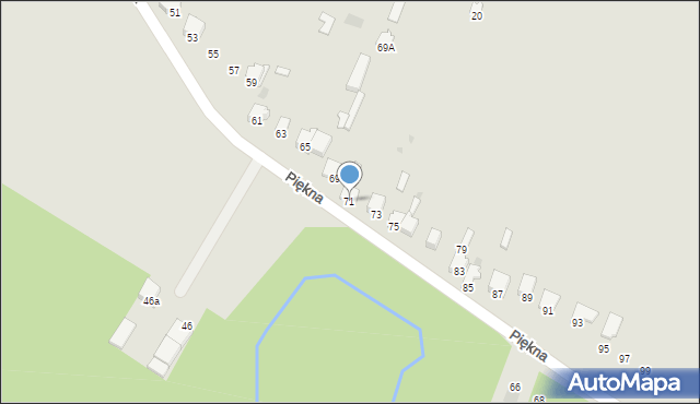 Myszków, Piękna, 71, mapa Myszków