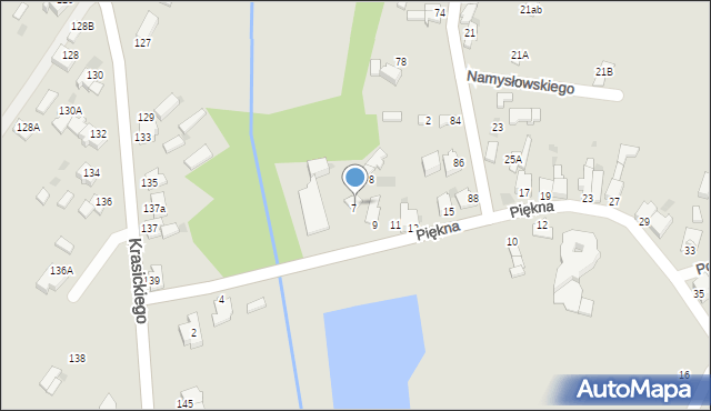 Myszków, Piękna, 9a, mapa Myszków