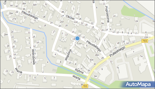 Myszków, Piłsudskiego Józefa, marsz., 9a, mapa Myszków