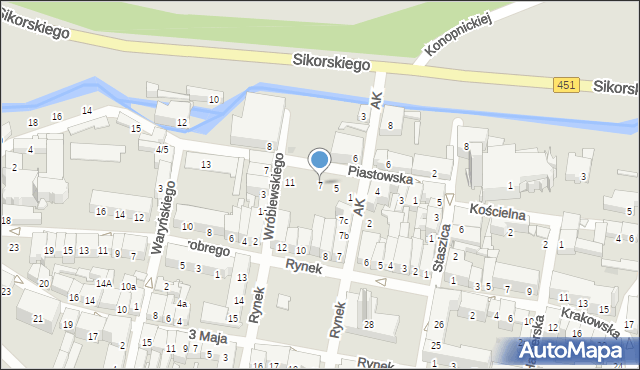 Namysłów, Piastowska, 7, mapa Namysłów