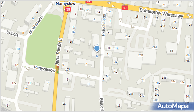 Namysłów, Piłsudskiego Józefa, marsz., 6, mapa Namysłów