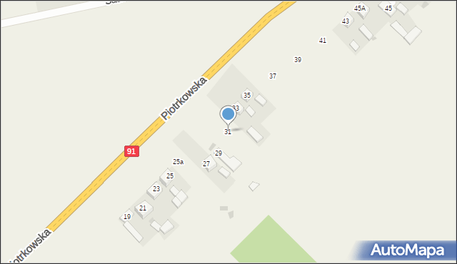 Niechcice, Piotrkowska, 31, mapa Niechcice