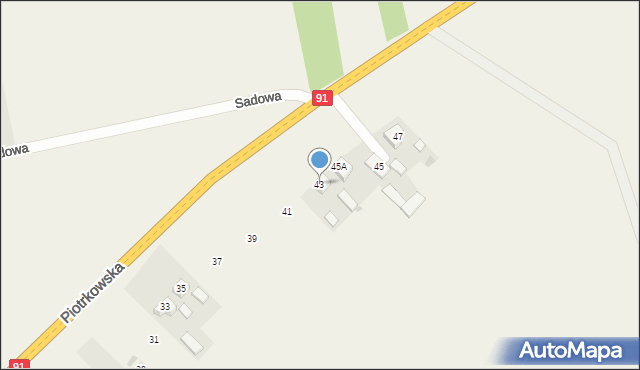 Niechcice, Piotrkowska, 43, mapa Niechcice